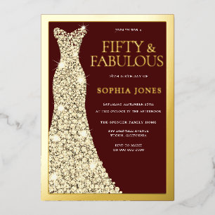 Invitation En Aluminium Cinquante & Fabuleux 50e Anniversaire Fête Bourgog