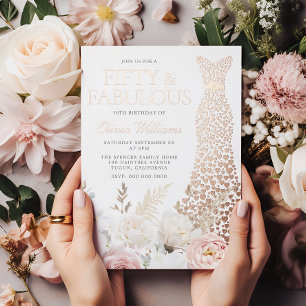 Invitation En Aluminium Cinquante & Fabuleux 50e Anniversaire Rose Gold