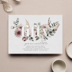 Invitation En Aluminium Cinquante fleurs - 50e anniversaire - Argent