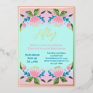 Invitation En Aluminium Cinquantième Anniversaire Chic Moderne pour Femmes