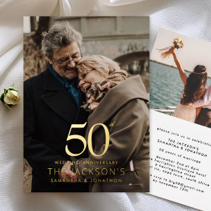 Invitation En Aluminium Cinquantième anniversaire de mariage à deux photos