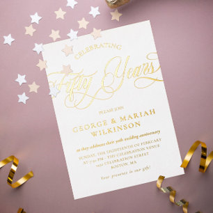 Invitation En Aluminium Cinquantième Anniversaire de Mariage  écriture tou