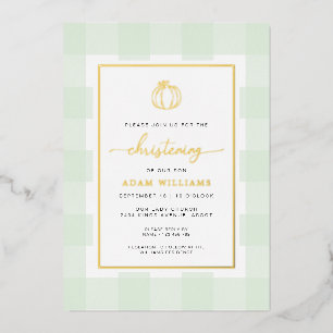 Invitation En Aluminium Citrouille Green En vichy Christening Foil Invitat
