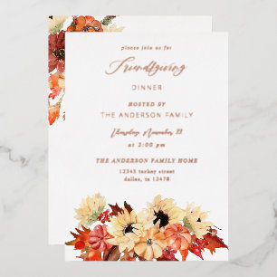 Invitation En Aluminium Citrouille & Sunflower Friendsgiving