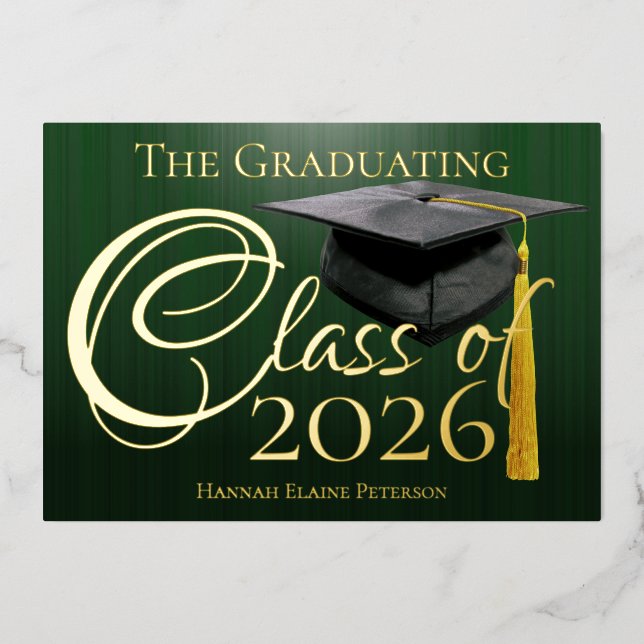 Invitation En Aluminium Classe de 20245 Green Graduation (Recto)
