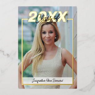 Invitation En Aluminium Classe de 2024 Graduation Elegant Black & Gold