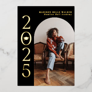 Invitation En Aluminium Classe de 2025 Black Arch Frame Graduation