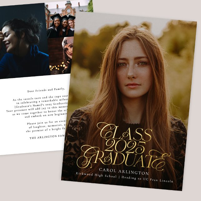 Invitation En Aluminium CLASSE DE 2025 DIPLÔMÉ de fin d'études secondaires (Créateur téléchargé)