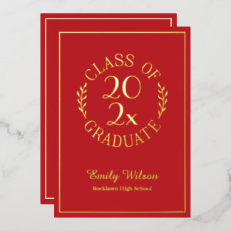 Invitation En Aluminium Classe De 2025 Graduation Party Rouge et or