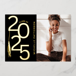 Invitation En Aluminium Classe de 2025 Photo Graduation Gold