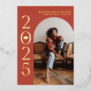 Invitation En Aluminium Classe de 2025 Red Arch Frame Graduation