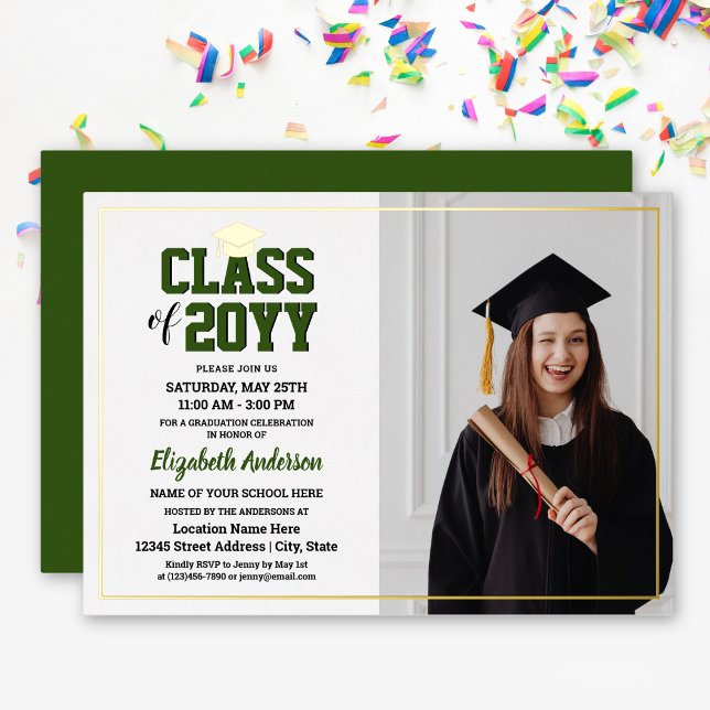 Invitation En Aluminium Classe élégante de 2024 Graduate Photo Graduation (Créateur téléchargé)
