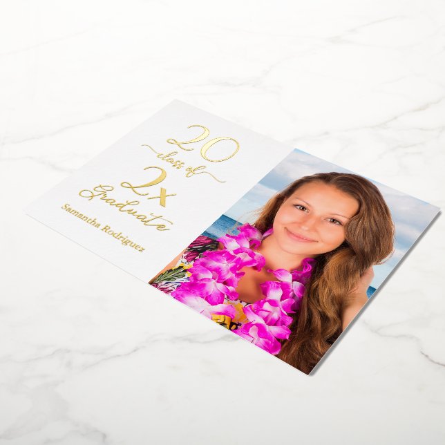 Invitation En Aluminium Classe élégante de 2025 Photo Graduation Party Gol (Rotation)