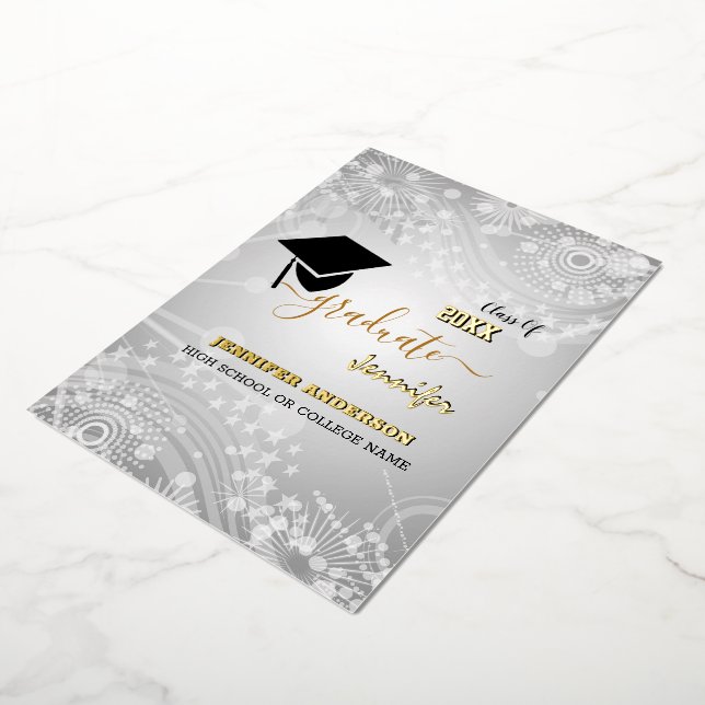 Invitation En Aluminium Classe élégante de 20XX, Photo, Topper Graduation (Rotation)