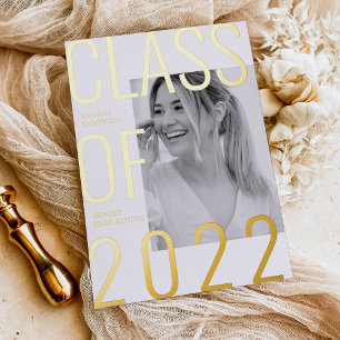 Invitation En Aluminium Classe moderne de 2022 Fête de fin d'études avec i
