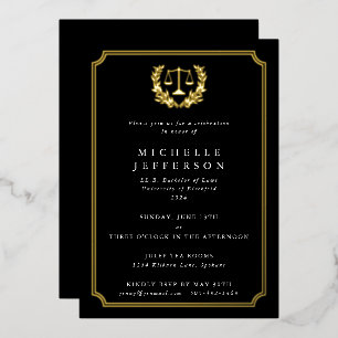 Invitation En Aluminium Classic Black Law School Graduation Party