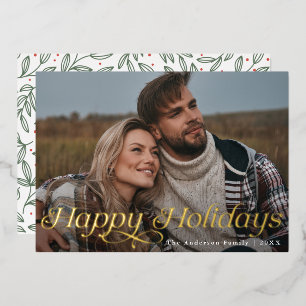 Invitation En Aluminium Classic Elegance Happy Holidays Gold Holiday Card