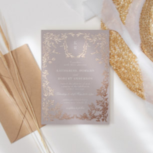 Invitation En Aluminium Classic Elegant Crest Monogram Mariage