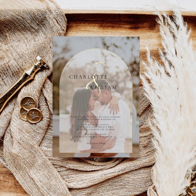 Invitation En Aluminium Classic Elegant Gold Photo Arch Mariage (Créateur téléchargé)