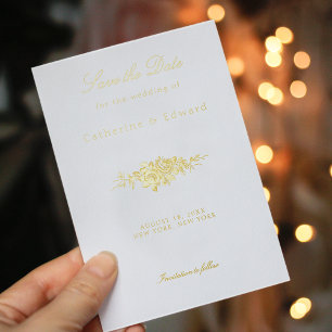 Invitation En Aluminium Classic Elegant gravé floral Enregistrer la date