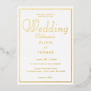 Invitation En Aluminium Classic Formal Chic Gold Frame Mariage