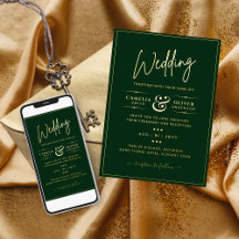 Classic GOLD FOIL Green Elegant Classic Wedding