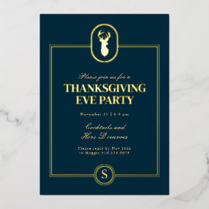 Invitation En Aluminium Classic Gold Stag Thanksgiving Eve Party