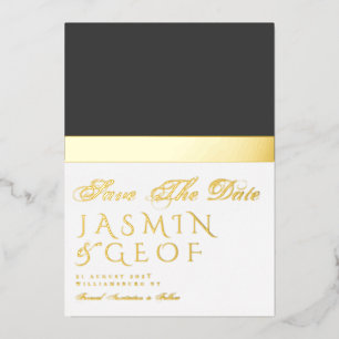 Invitation En Aluminium Classic Gold Strip Photo Foil Enregistrer la date