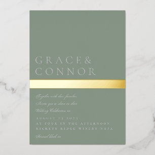 Invitation En Aluminium Classic Moderne Sage Vert Gold Mariage