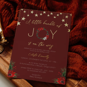 Invitation En Aluminium Classic Noël Rouge Bundle Of Joy Baby shower