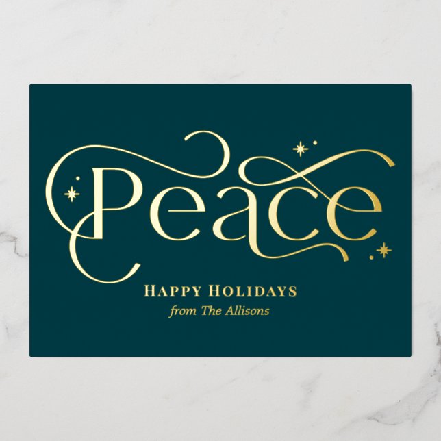 Invitation En Aluminium Classic Peace Foil Business Holiday Card (Recto)