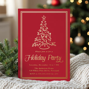 Invitation En Aluminium Classic Red Border Noël Arbre de Noël Fête