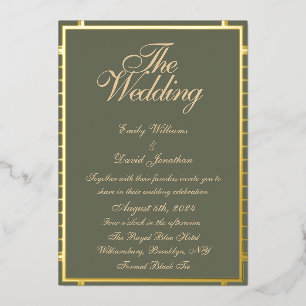 Invitation En Aluminium Classic Sage Vert et Or