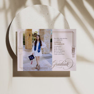 Invitation En Aluminium Classic Script Graduation Blush & Rose Gold Foil