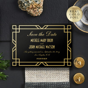 Invitation En Aluminium Classic Vintage Art déco Black Gold Enregistrer la