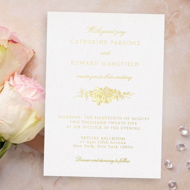 Invitation En Aluminium Classique Élégant Gravé Floral  (Créateur téléchargé)