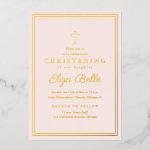 Invitation En Aluminium Classique Gold Christening religieux