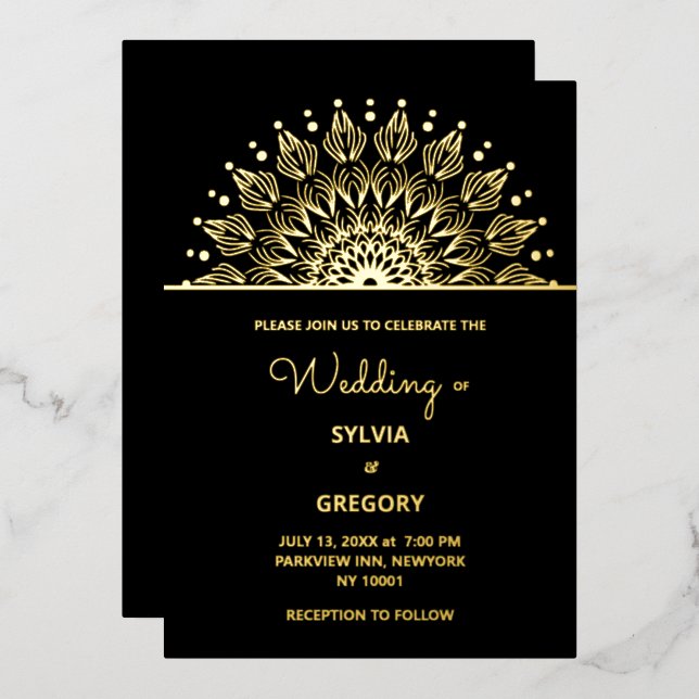 Invitation En Aluminium Classique mandala classique élégant mariage de lux (Recto/Verso)