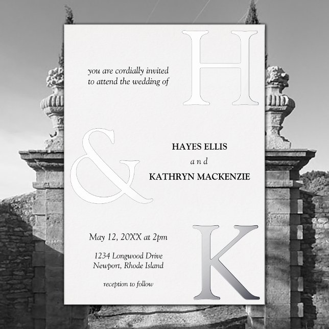 Invitation En Aluminium Classique Minimal Vieux Argent Esthétique Simple M (Créateur téléchargé)