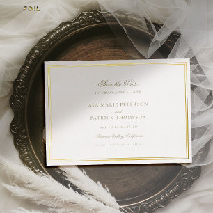 Invitation En Aluminium Classique or double cadre mariage à retenir la dat