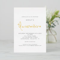Classique Quinceanera Script moderne Real Foil Inv