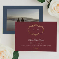 classique save the date or crête dorée marine bour