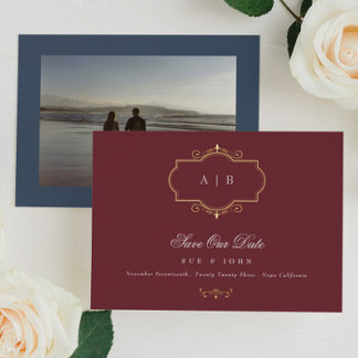 Invitation En Aluminium classique save the date or crête dorée marine bour