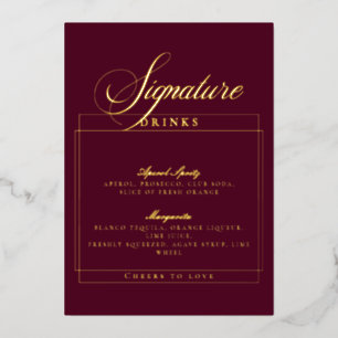 Invitation En Aluminium Classique signe de boissons Signature Burgundy ivo