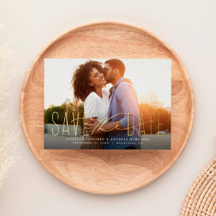 Invitation En Aluminium Classique simple sauvegarde de la date une photo