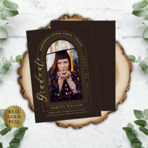 Invitation En Aluminium Classy Elegant Arched Photo Graduation Brown