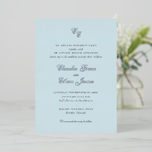 Invitation En Aluminium Claudia Powder Blue Mariage élégant