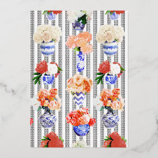 Invitation En Aluminium Clé grecque avec pivoines