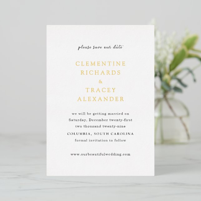 Invitation En Aluminium Clementine Elegant Modern Wedding Enregistrer la d (Debout devant)