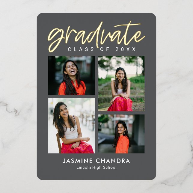 Invitation En Aluminium Clôture de couleur I modifiable pour le Cool Foil (Recto)